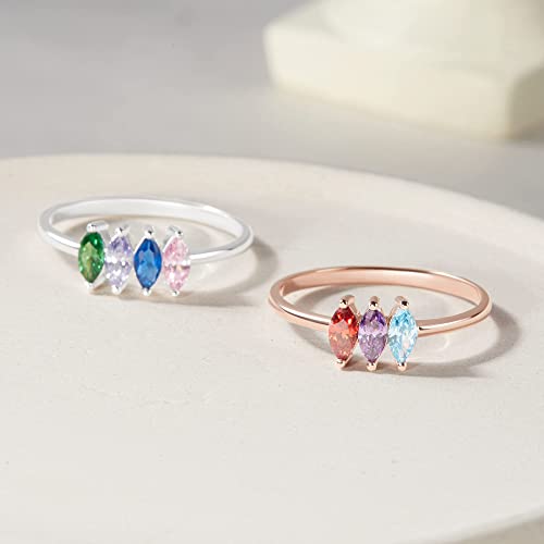 Personalized Birthstone Ring - Sterling Silver & 18K Gold Plate - Up to 6 Birthstones - Gift for Mom or Grandma - Rings - Bijou Her -  -  - 