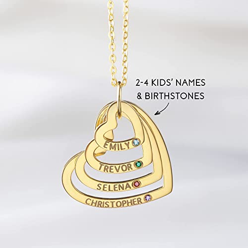 Personalized Mom Necklace with Birthstones and Kids' Names - 925 Sterling Silver and 18K Gold Plated Jewelry Gift for Grandma and Mother-in-Law on Mother's Day, Christmas, and More! - Necklaces - Bijou Her -  -  - 