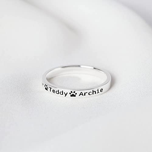 Personalized Pet Name Ring - 925 Sterling Silver & 18K Gold Plated, Dog Mom Gift, Pet Memorial Gift, Customizable Pet Jewelry - Rings - Bijou Her -  -  - 