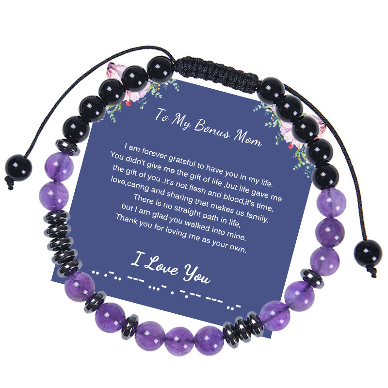 Letter Woven Natural Amethyst Bracelet - 0 - Bijou Her - style -  - 