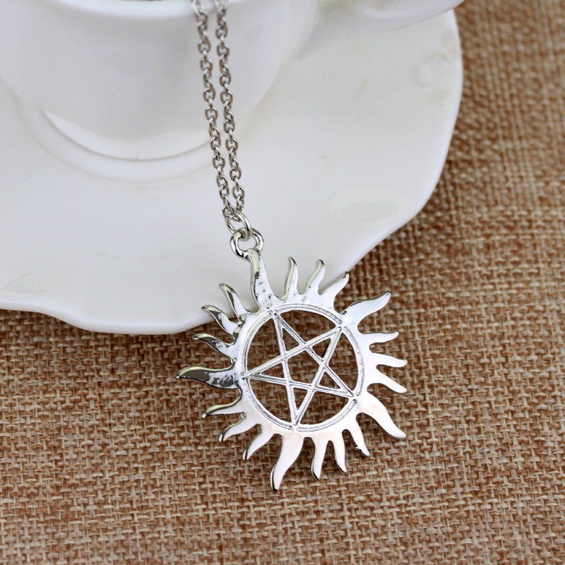 Male Pendant Pentagram Sun Necklace - 0 - Bijou Her - Color -  - 