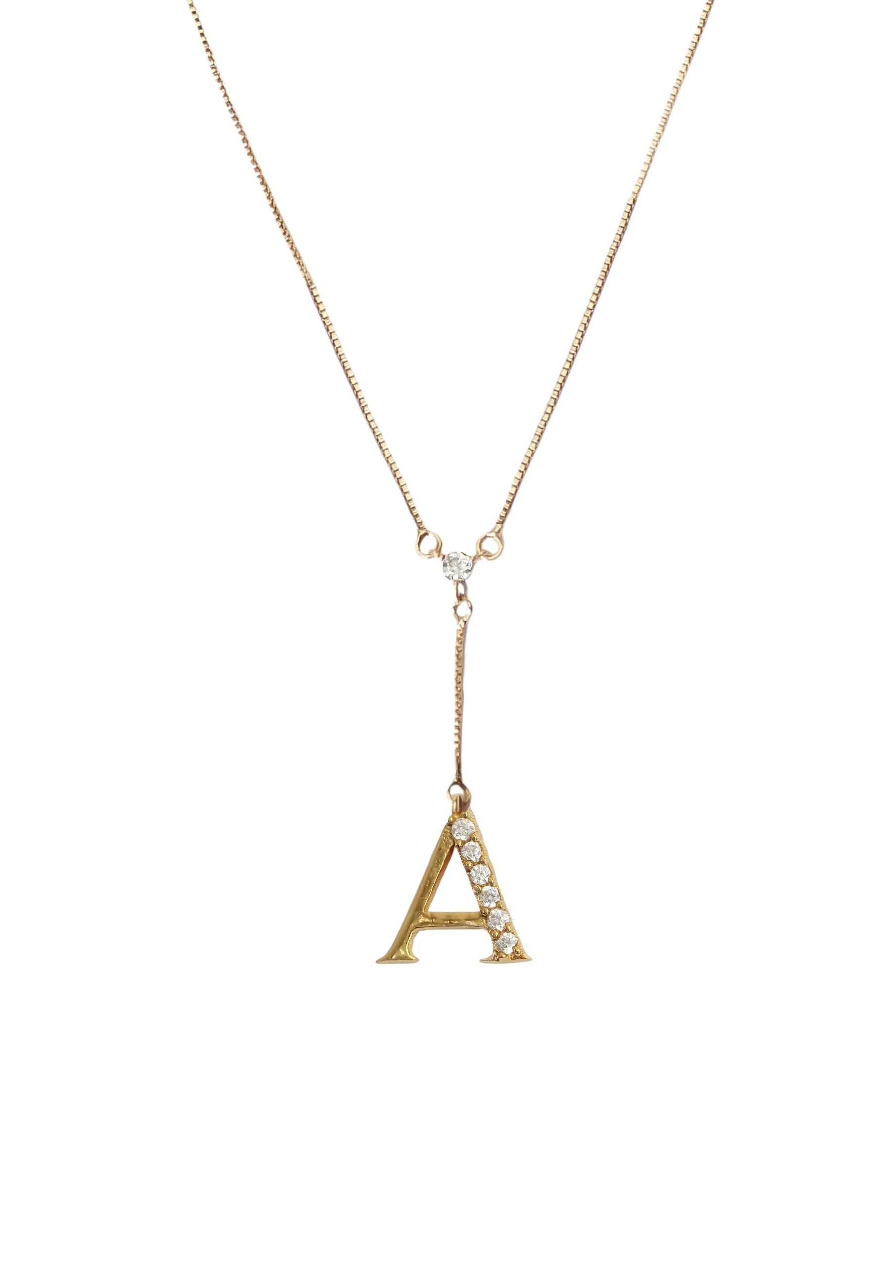 Zirconia Stone Initial Necklaces - 18K Gold-Plated, Adjustable, Hypoallergenic, Sustainable - Jewelry & Watches - Bijou Her -  -  - 