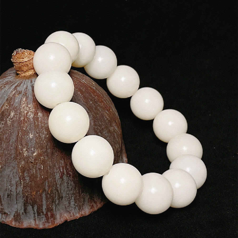 White Jade Bodhi Ball Bracelet - 0 - Bijou Her -  -  - 