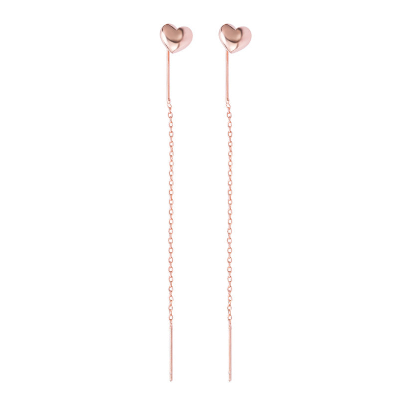 Peach Heart-shaped Ear Wire Female Long Temperament Earrings - 0 - Bijou Her -  -  - 