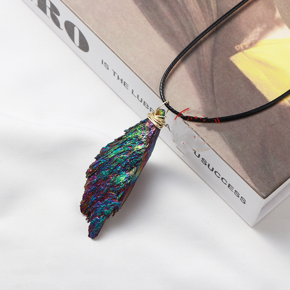Natural Black Tourmaline Raw Stone Electroplating Pendant - 0 - Bijou Her -  -  - 