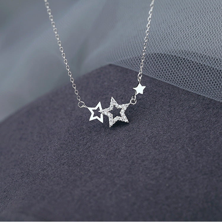 Star Necklace Light Luxury Small Design Sense Collar Chain Versatile Exquisite Small Pendant - 0 - Bijou Her - Color -  - 