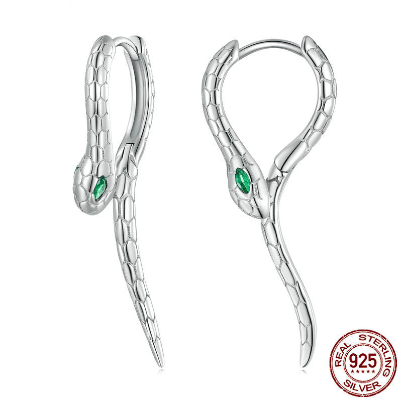 Silver Snake Earrings Mysterious Charm Animals - 0 - Bijou Her -  -  - 