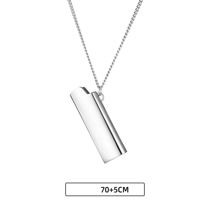 Men's And Women's Fashion Lighter Case Shape Titanium Steel Pendant Necklace - 0 - Bijou Her - Color - Size - 