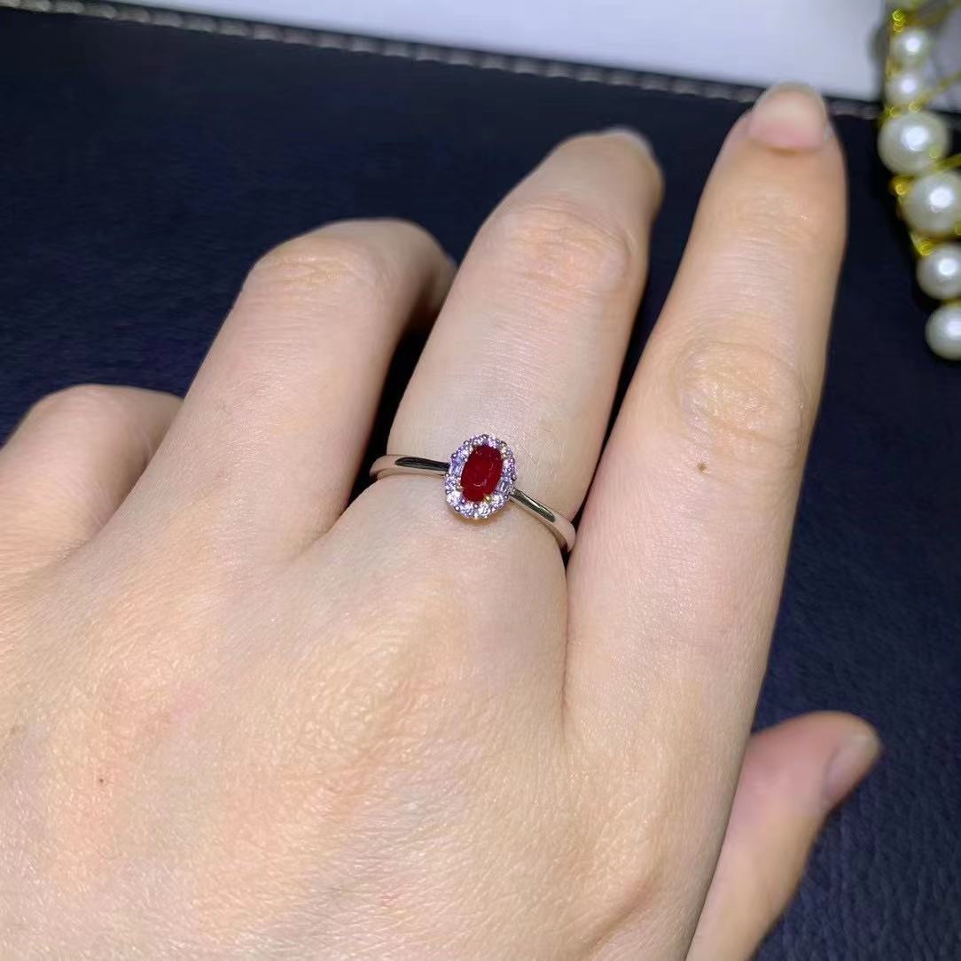 Natural Pigeon Blood Ruby Ring 925 Silver - 0 - Bijou Her -  -  - 