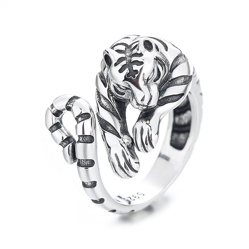 S925 Silver Tiger Styling Ring Unique Natural - 0 - Bijou Her - Color - Size - 