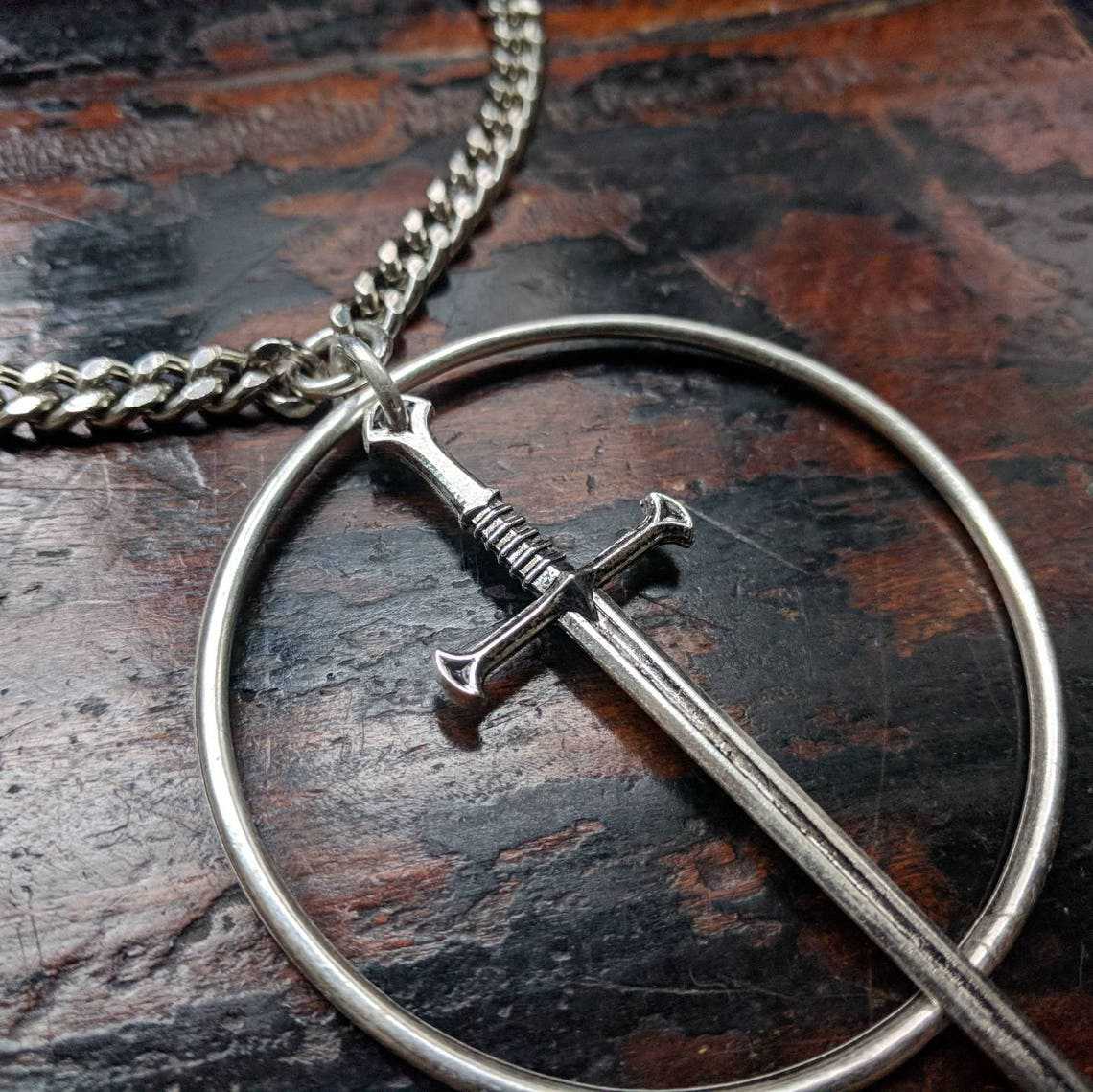 Gothic Jewelry Medieval Retro Cold Weapon Long Sword Pendant Necklace - 0 - Bijou Her -  -  - 