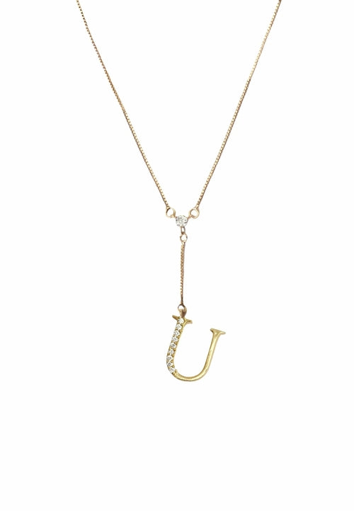 Zirconia Stone Initial Necklaces - 18K Gold-Plated, Adjustable, Hypoallergenic, Sustainable - Jewelry & Watches - Bijou Her - Style -  - 