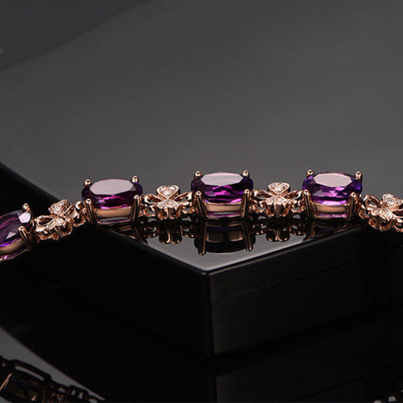 Square Amethyst Ring Jewelry Bracelet Set - 0 - Bijou Her -  -  - 