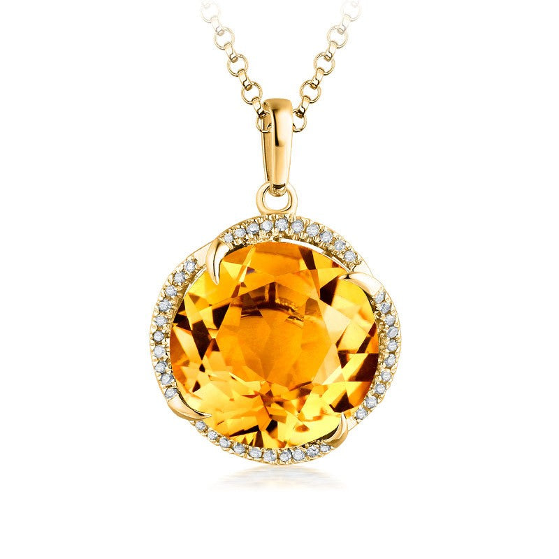 Women's Yellow Zircon Topaz Necklace - 0 - Bijou Her - style -  - 