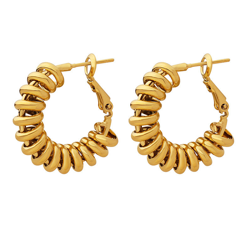 Round Center Spiral Female Earrings - 0 - Bijou Her -  -  - 