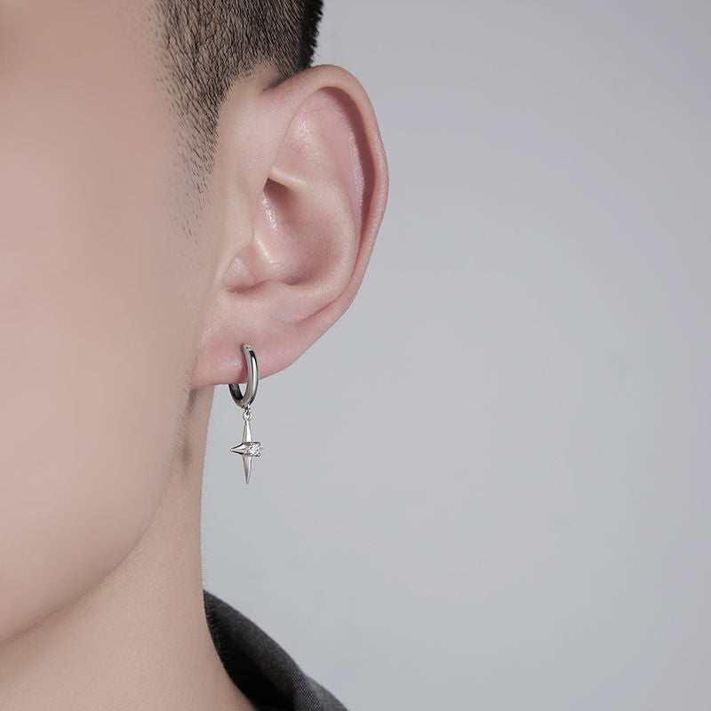 S925 Silver Advanced Sense Trend Individuality Men's Ruffian Handsome Small Crowd Design Sense Earrings - 0 - Bijou Her -  -  - 