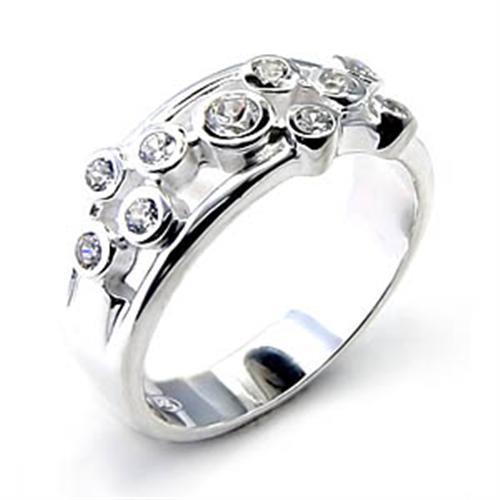 High-Polished Sterling Silver Ring with AAA CZ - In Stock, Ships in 1 Day - Jewelry & Watches - Bijou Her -  -  - 