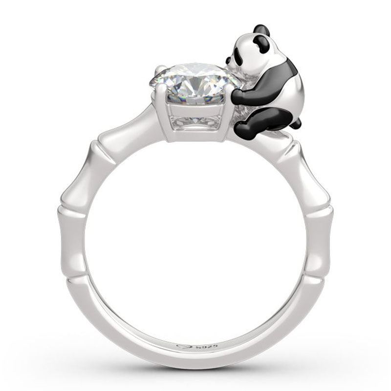 Panda Carrying Zircon Bamboo Ring - 0 - Bijou Her -  -  - 