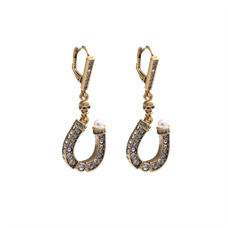 Temperament Horseshoe Old Pendant Earrings - 0 - Bijou Her -  -  - 