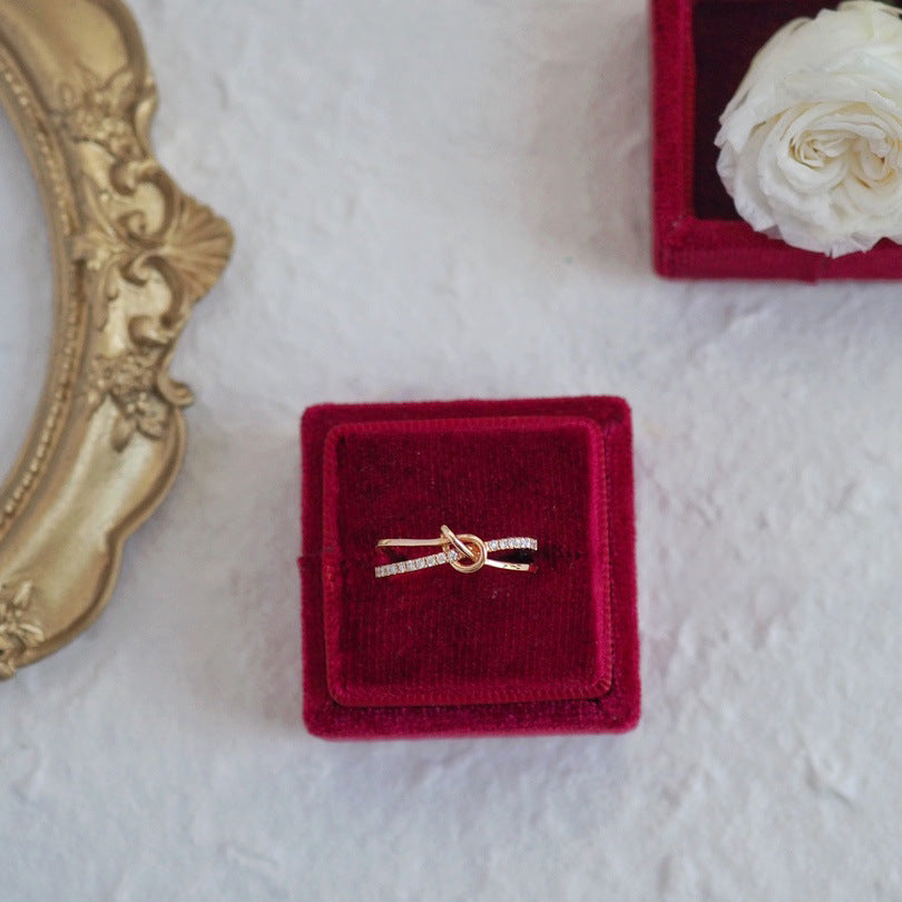 S925 Sterling Silver Gold-plated Knot Ring - 0 - Bijou Her -  -  - 