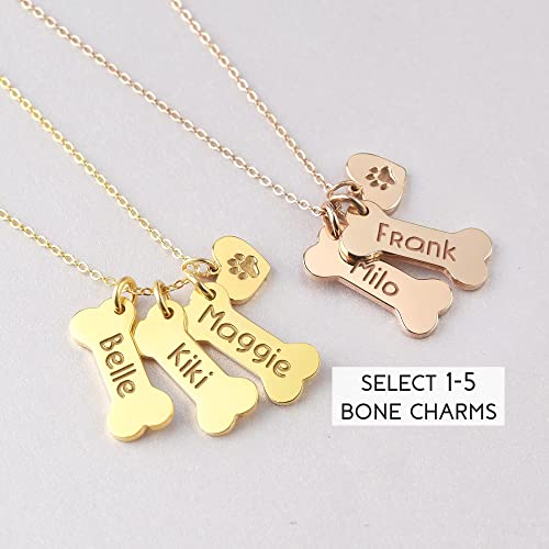 Personalized Dog Bone and PawPrint Necklace - 925 Sterling Silver with 18K Gold Plating

Keywords: personalized jewelry, dog mom gift, pet lover gift, pet memorial gift, 925 sterling silver, 18K gold plating, bone charm necklace - Necklaces - Bijou Her -  -  - 