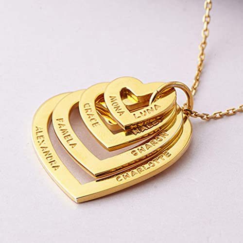 Personalized Grandma Heart Necklace with Kids' Names - 925 Sterling Silver & 18K Gold Plated - Family Jewelry Gift for Mom, Nana, Grandmother - Necklaces - Bijou Her -  -  - 