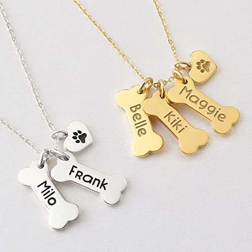 Personalized Dog Bone and PawPrint Necklace - 925 Sterling Silver with 18K Gold Plating

Keywords: personalized jewelry, dog mom gift, pet lover gift, pet memorial gift, 925 sterling silver, 18K gold plating, bone charm necklace - Necklaces - Bijou Her -  -  - 