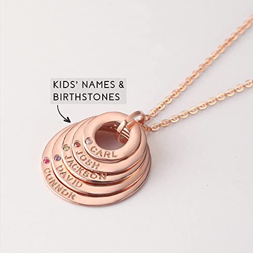 Personalized Mom Necklace with Birthstones and Kids Names - 925 Sterling Silver and 18K Gold Plated Jewelry Gift for Grandma - Necklaces - Bijou Her -  -  - 