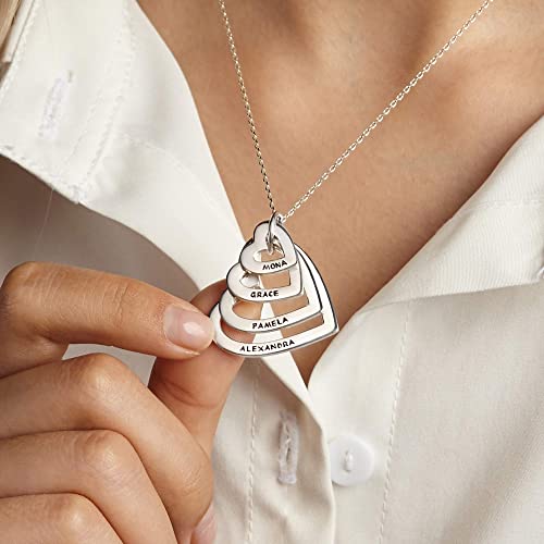 Personalized Grandma Heart Necklace with Kids' Names - 925 Sterling Silver & 18K Gold Plated - Family Jewelry Gift for Mom, Nana, Grandmother - Necklaces - Bijou Her -  -  - 