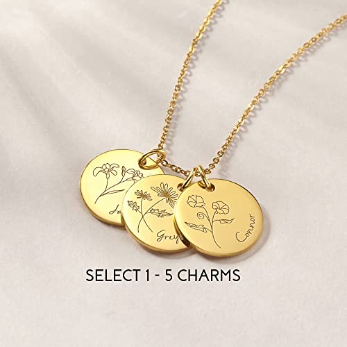 Personalized Birth Month Flower Necklace - 925 Sterling Silver & 18K Gold Plated Jewelry for Mom and Grandmother - Necklaces - Bijou Her -  -  - 