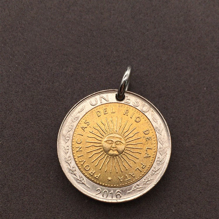 Sun Coin Pendant Pendant Ornament Round Brand Coin Necklace Men's - 0 - Bijou Her - Color -  - 