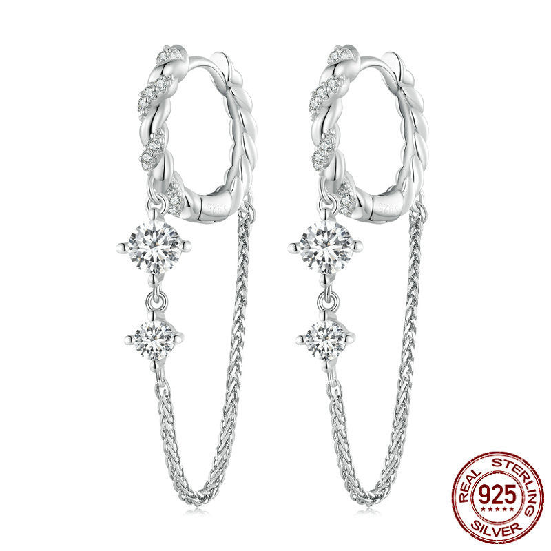 Platinum Plated Delicate Tassel Earrings For Women - 0 - Bijou Her -  -  - 