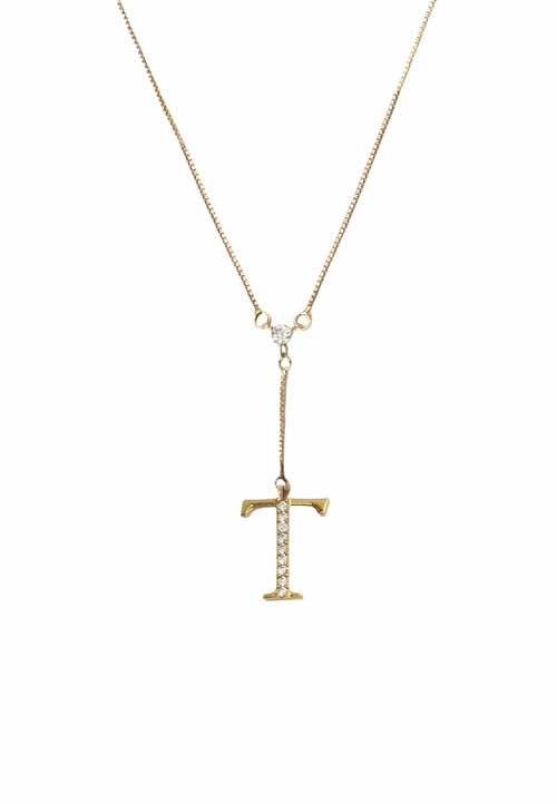 Zirconia Stone Initial Necklaces - 18K Gold-Plated, Adjustable, Hypoallergenic, Sustainable - Jewelry & Watches - Bijou Her - Style -  - 