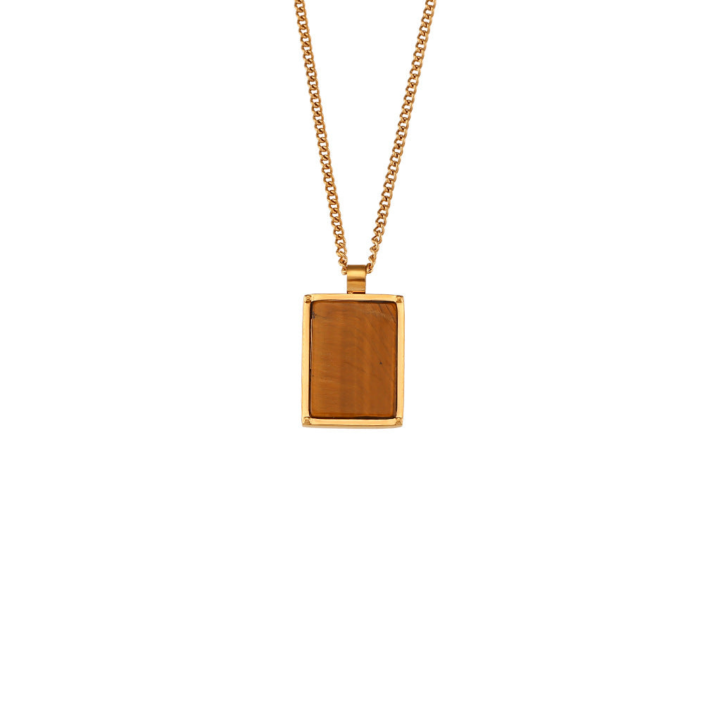 Women's Fashion Simple And Versatile Natural Stone Pendant Necklace - 0 - Bijou Her - Color -  - 