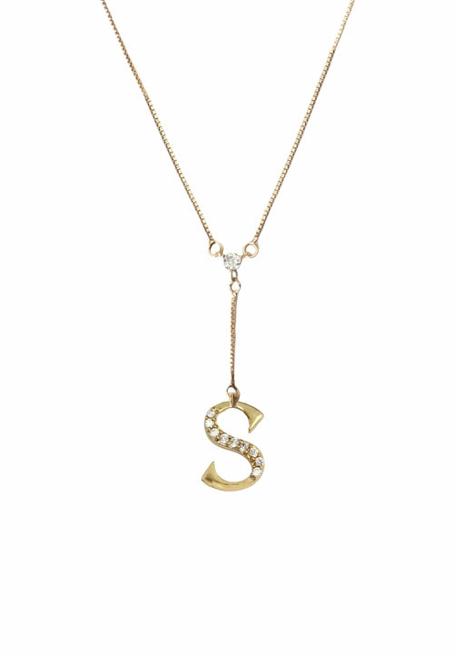 Zirconia Stone Initial Necklaces - 18K Gold-Plated, Adjustable, Hypoallergenic, Sustainable - Jewelry & Watches - Bijou Her - Style -  - 