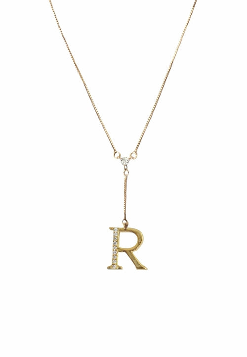 Zirconia Stone Initial Necklaces - 18K Gold-Plated, Adjustable, Hypoallergenic, Sustainable - Jewelry & Watches - Bijou Her - Style -  - 