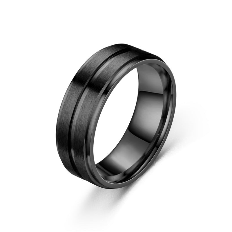 Wide Matte Double-step Simple Men's Ring - 0 - Bijou Her -  -  - 