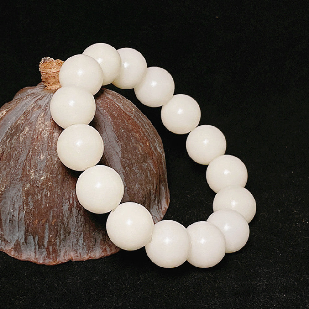 White Jade Bodhi Ball Bracelet - 0 - Bijou Her -  -  - 