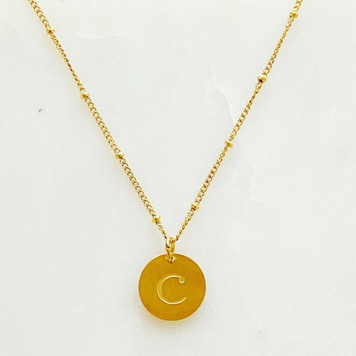 Singular Charm Gold Coin Initial Necklace by Ellison + Young - Jewelry & Watches - Bijou Her - Title -  - 