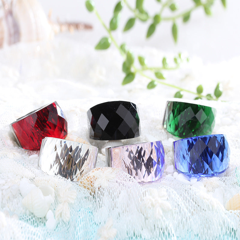 Titanium Steel Crystal Glass Ring For Men And Women - 0 - Bijou Her -  -  - 