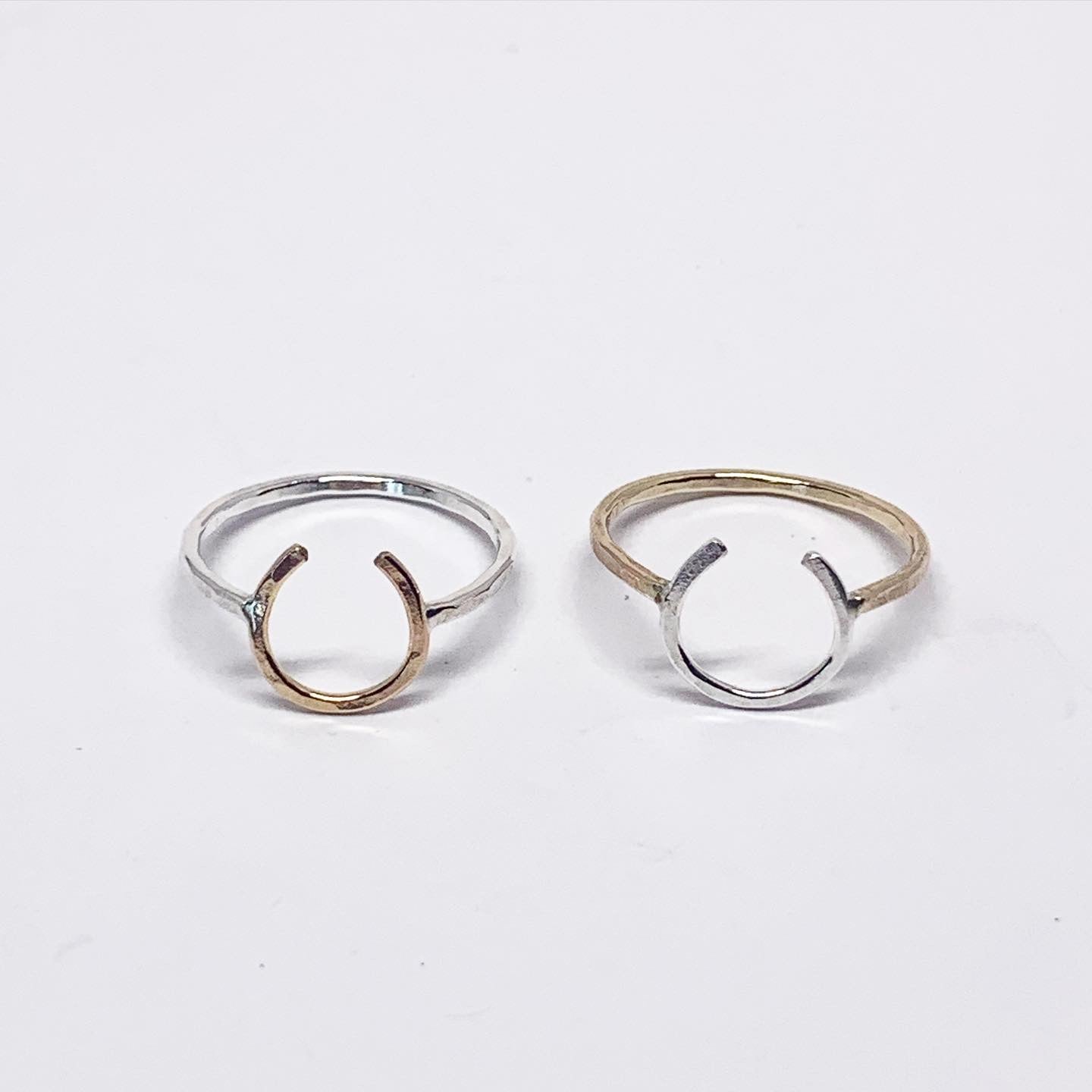 Handmade Lucky Horseshoe Ring - Two Toned Metal Options - Jewelry & Watches - Bijou Her -  -  - 