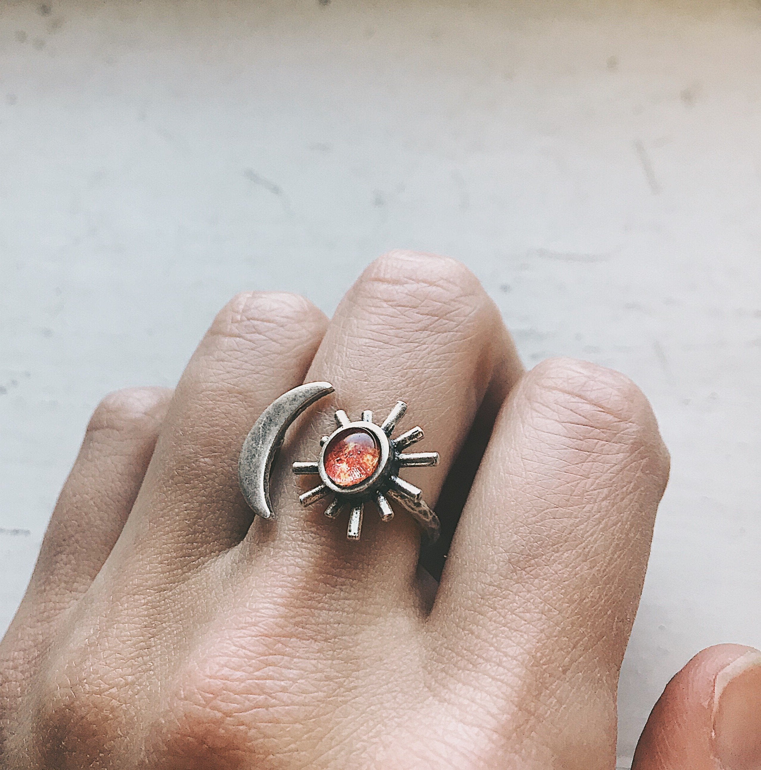 Sun and Moon Sculptural Statement Ring - Jewelry & Watches - Bijou Her -  -  - 