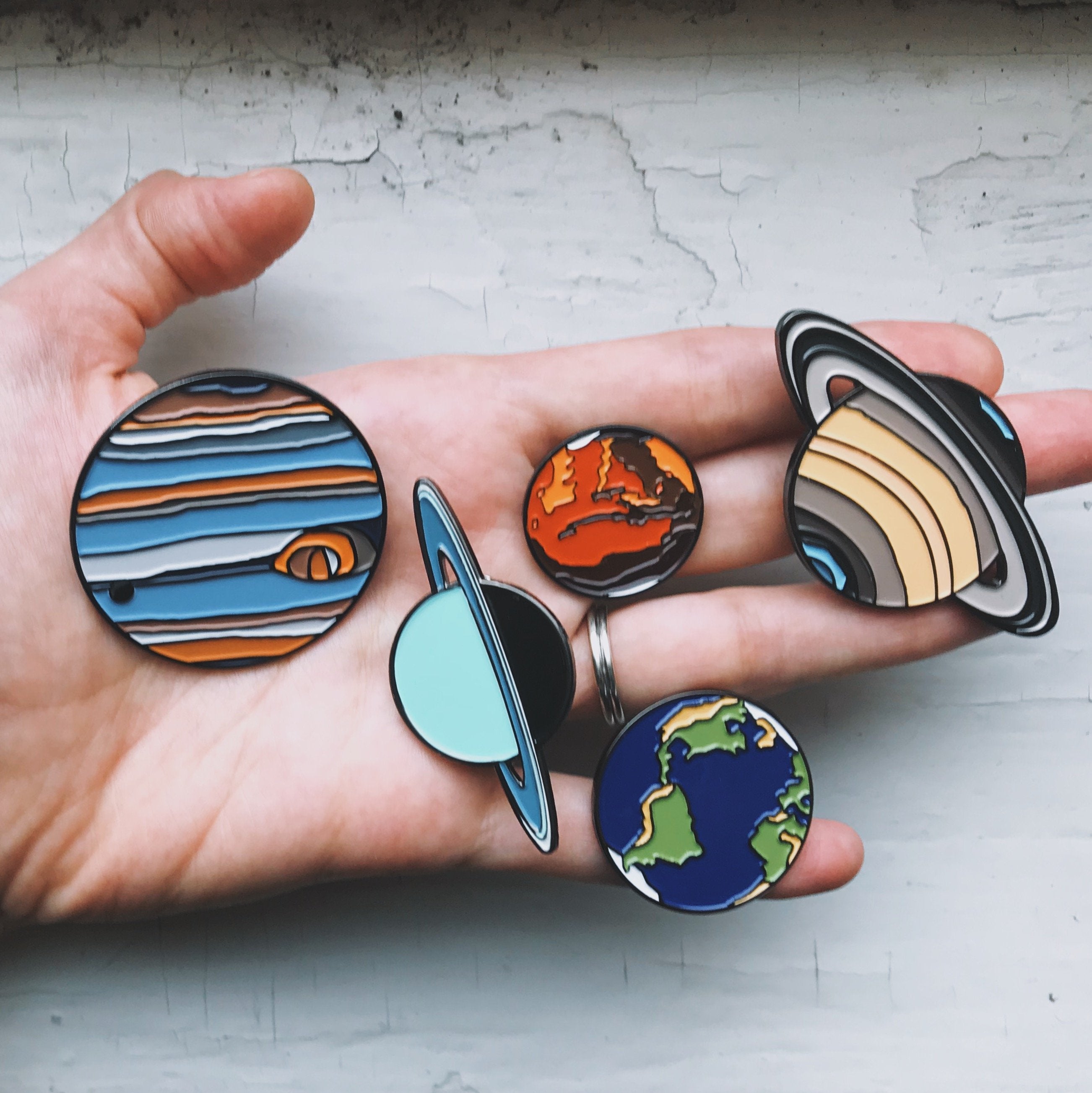 Jupiter Planet Enamel Pin - Original Illustration by Lauren Beacham - Jewelry & Watches - Bijou Her -  -  - 