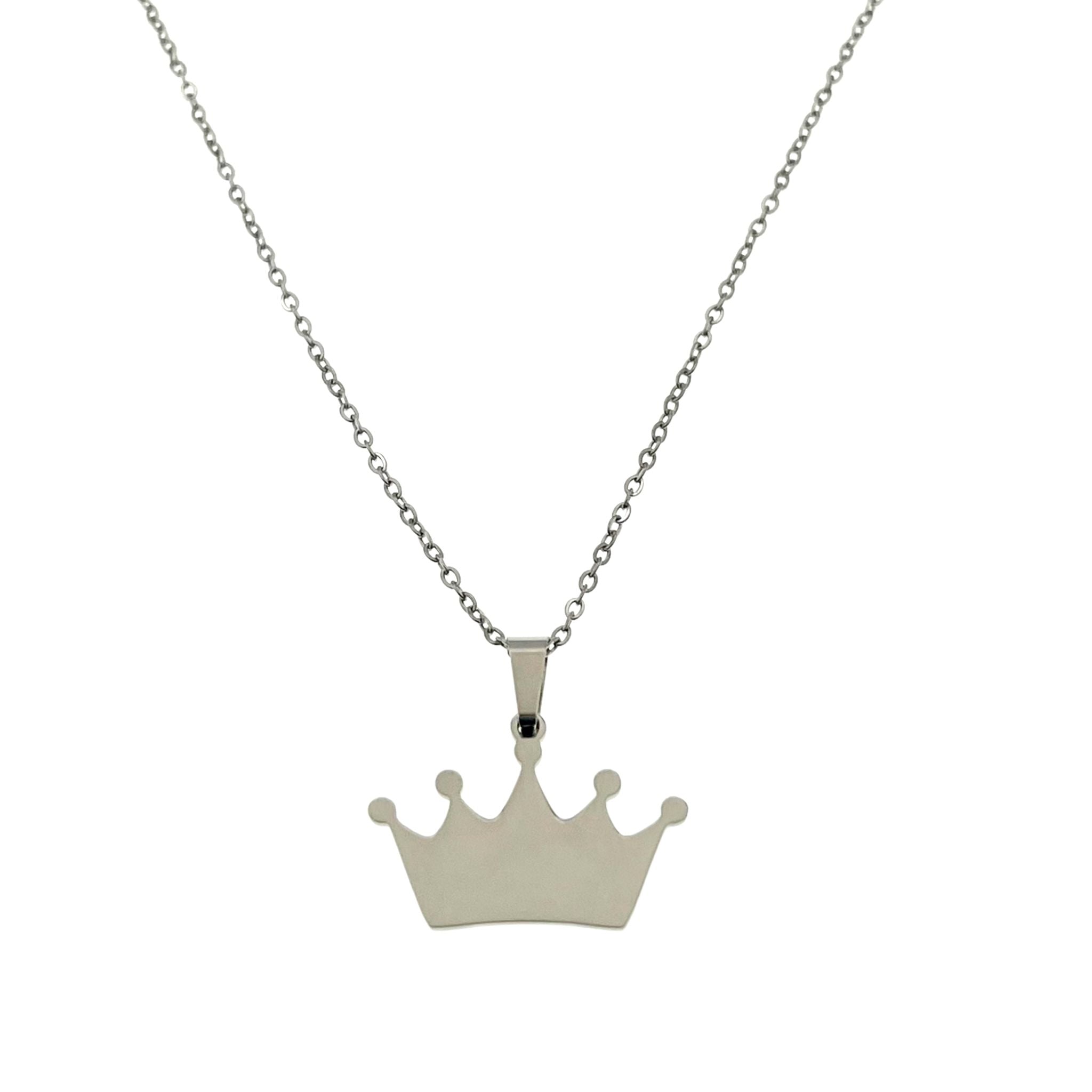Stainless Steel Blank Crown Necklace - 18K PVD Coated Gold/Rose Gold, Engravable, Hypoallergenic, Durable - Jewelry & Watches - Bijou Her -  -  - 