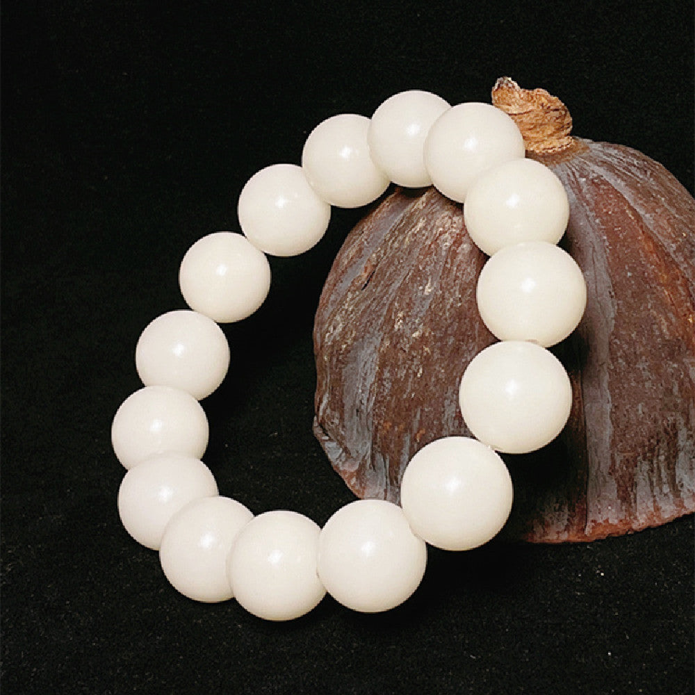 White Jade Bodhi Ball Bracelet - 0 - Bijou Her -  -  - 