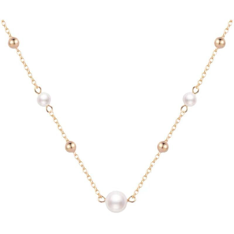 Sky Star Gold Pearl Necklace Girl - 0 - Bijou Her -  -  - 