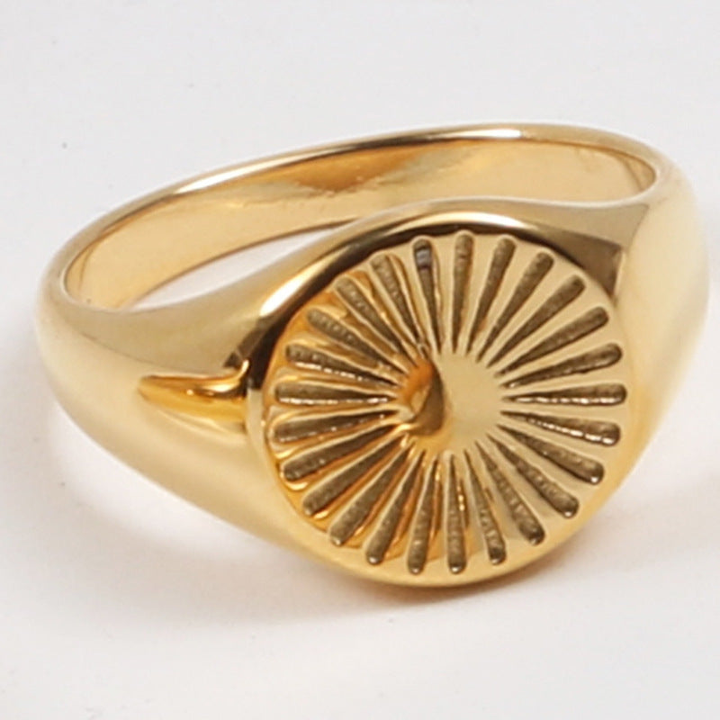 Seal Ring Titanium Steel Plated With 18k Gold - 0 - Bijou Her -  -  - 