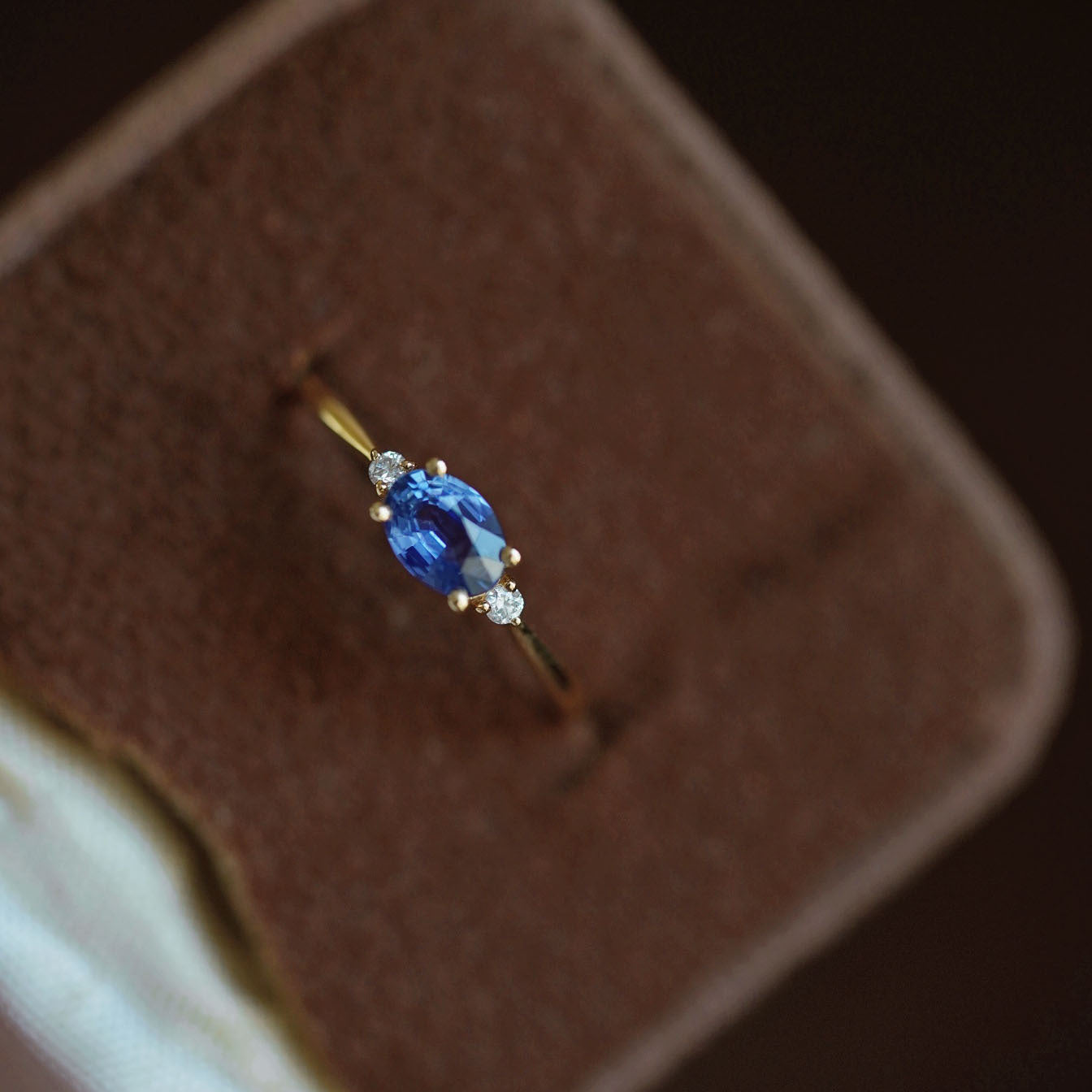 Sterling Silver Gold-plated Blue Diamond Ring Female - 0 - Bijou Her -  -  - 