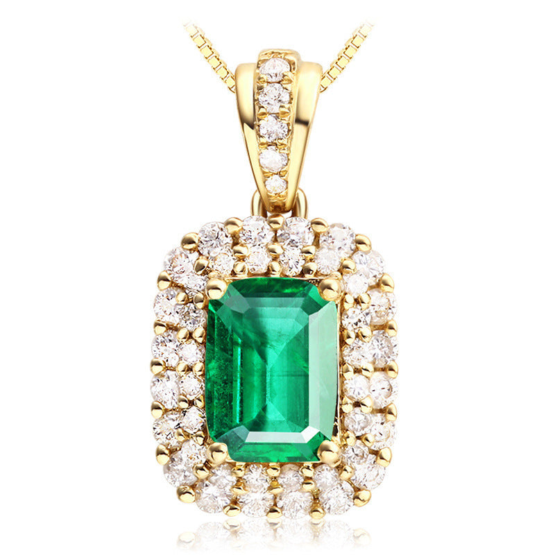 Plated 18k Yellow Gold Color Fashion Emerald Gemstone Simulation - 0 - Bijou Her -  -  - 