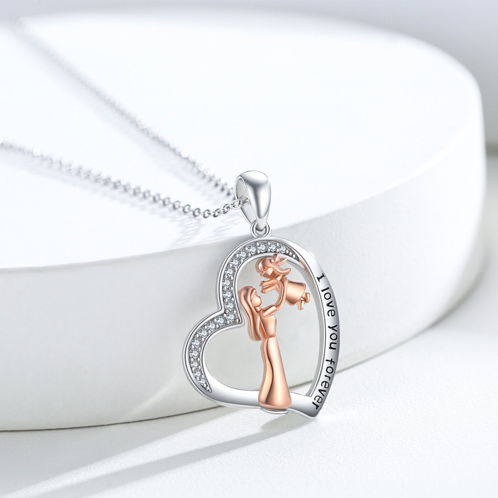 Rose Gold Mother Daughter Necklace in 925 Sterling Silver - 5 - Bijou Her -  -  - 